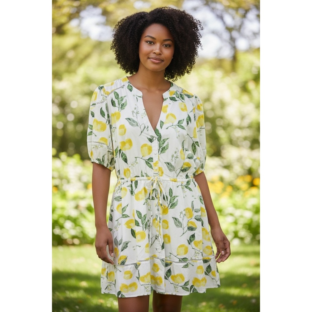 Layered with Love Camelia Lemon Print Mini Dress Mediterranean Cottagecore Boho